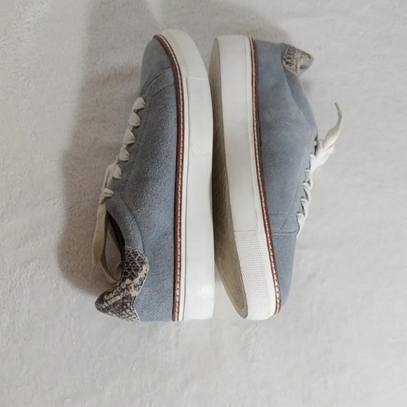 Liebeskind Berlin Gray Blue Suede Sneakers Snake Cuff Lace Up Pointed Toes - Picture 10 of 15